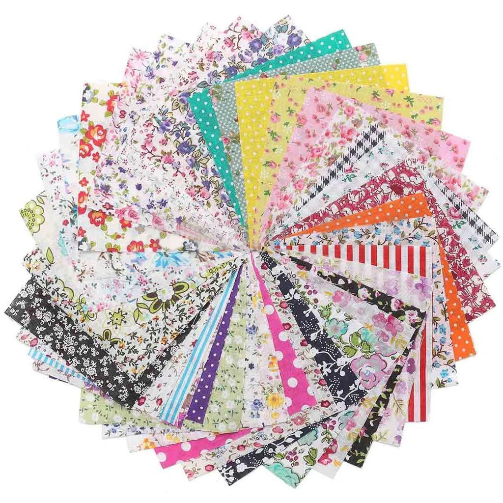 100-Piece Pre-Cut Floral Cotton Fabric Squares – 10cm × 10cm Mixed Colors – For Quilting, Patchwork & DIY Crafts