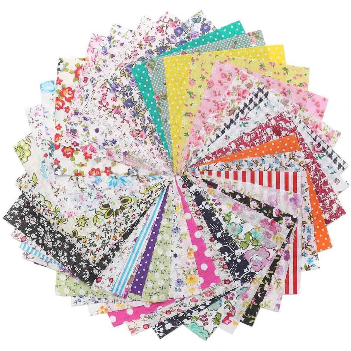 100-Piece Pre-Cut Floral Cotton Fabric Squares – 10cm × 10cm Mixed Colors – For Quilting, Patchwork & DIY Crafts