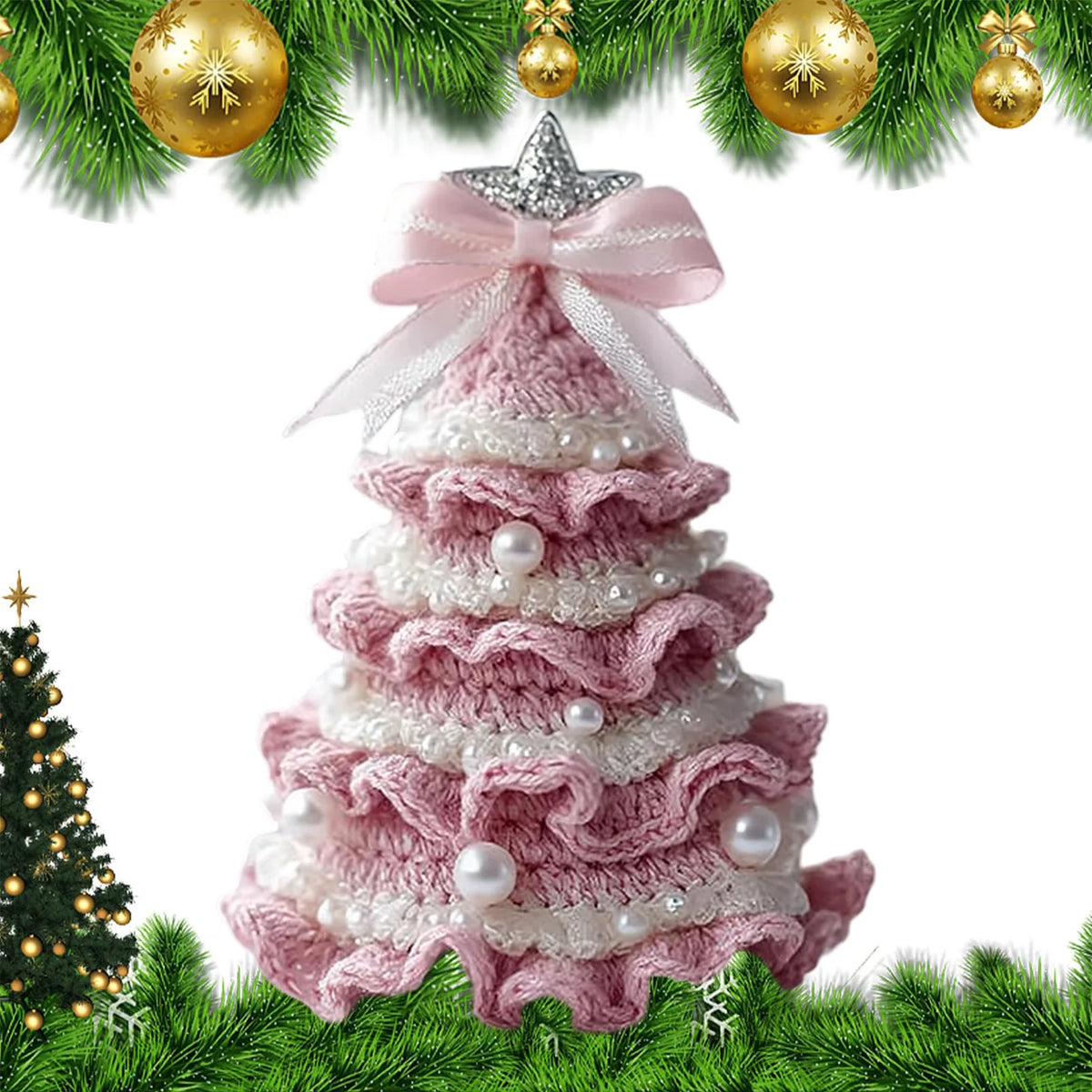 DIY Crochet Christmas Tree Kit – Yarn, Hook & Beads Included