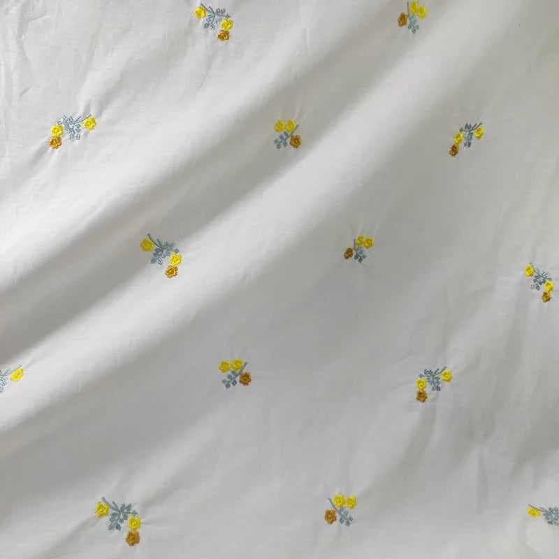 Embroidered Small Flower 100% Cotton Fabric — 130cm Wide | Thin & Soft