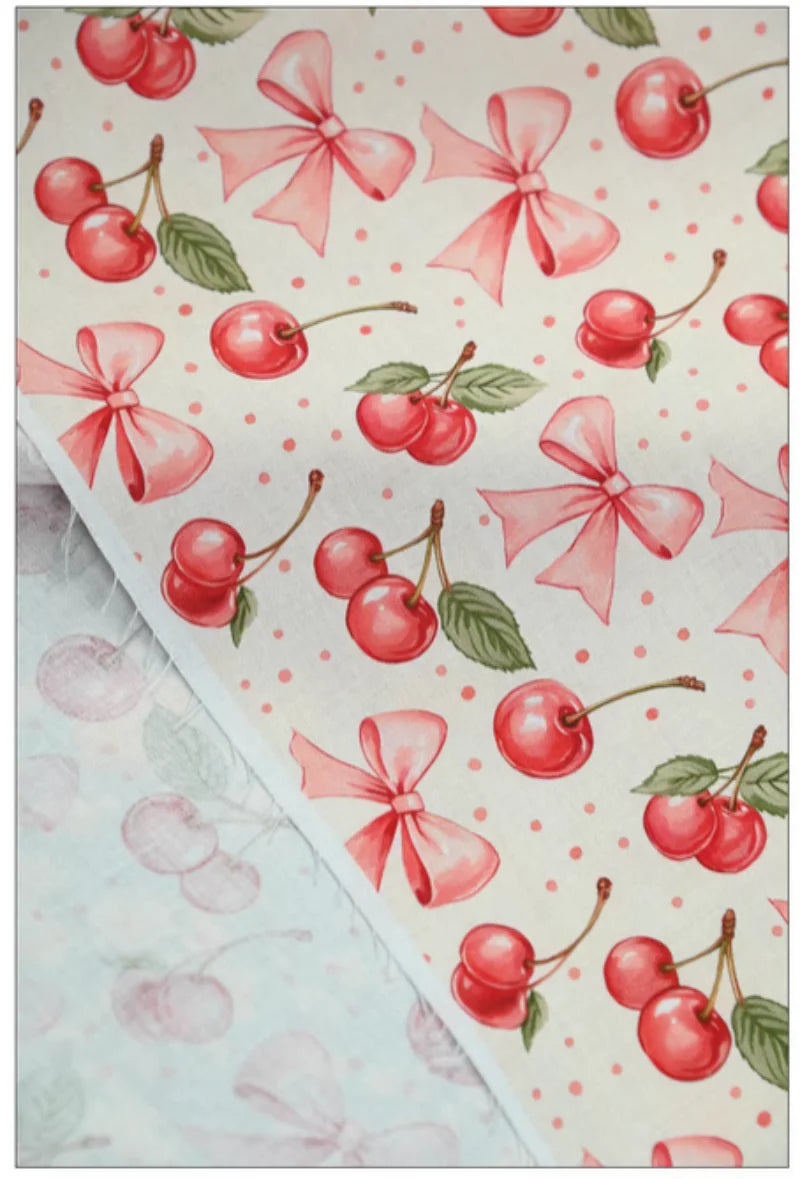 Bowknot & Floral Print 100% Cotton Fabric – 110cm Wide | Quilting, Bags, Garments & DIY