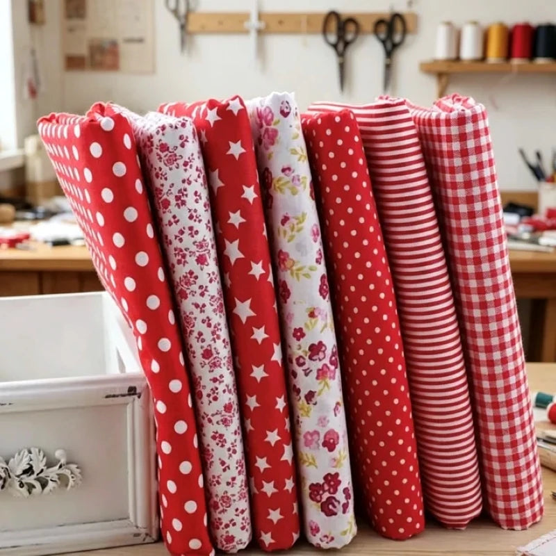 7-Piece Patchwork Cotton Fabric Set – Digital Printed Quilting Squares