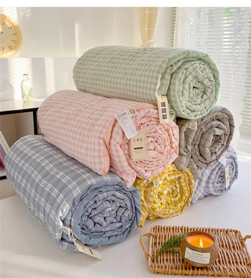 Nordic Style All-Season Cotton Comforter – Lightweight Soybean Fiber Duvet | Single, Double, Queen & King