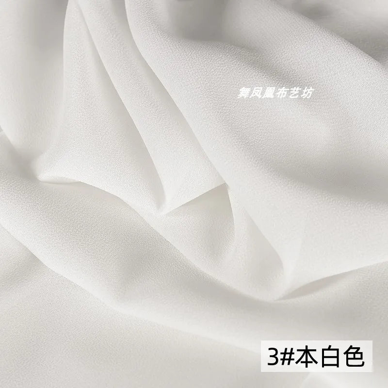 White Beaded Chiffon Fabric – Lightweight & Drapey | 146 cm Wide (57.5 in)