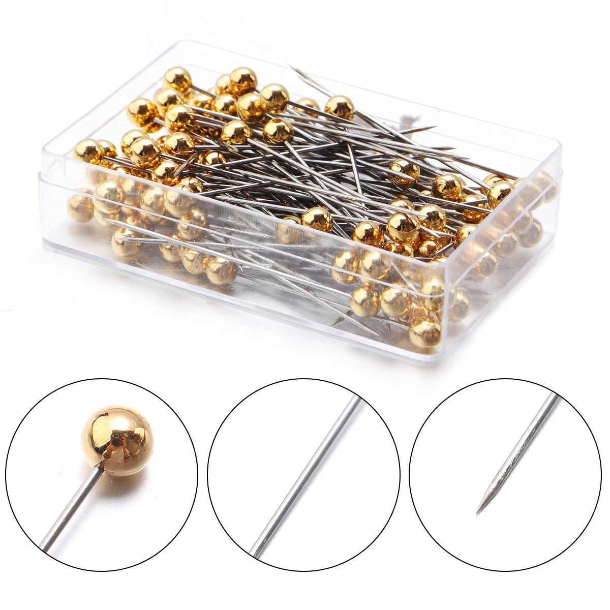 100-Piece Color Ball Head Sewing Pins — Stainless Steel Quilting & Fabric Pins