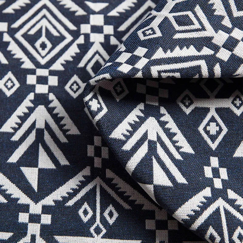 Ethnic Print Linen-Cotton Blend Fabric — Jacquard Woven | 0.5, 1, 2 & 3 Meter Cuts