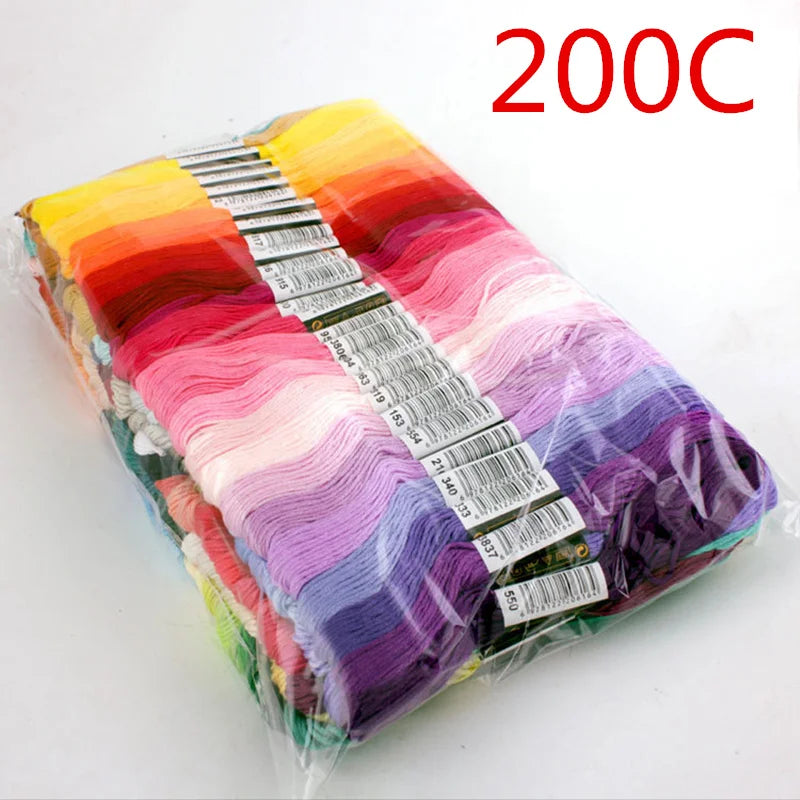 Cross Stitch Cotton Embroidery Floss Set – 8m Skeins, 6-Strand, 24 to 200 Colors, No Repeats