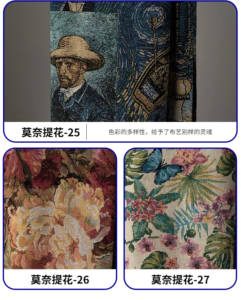 Monet Oil Painting Jacquard Fabric by the Meter | 146cm Wide | Home Décor & Sewing