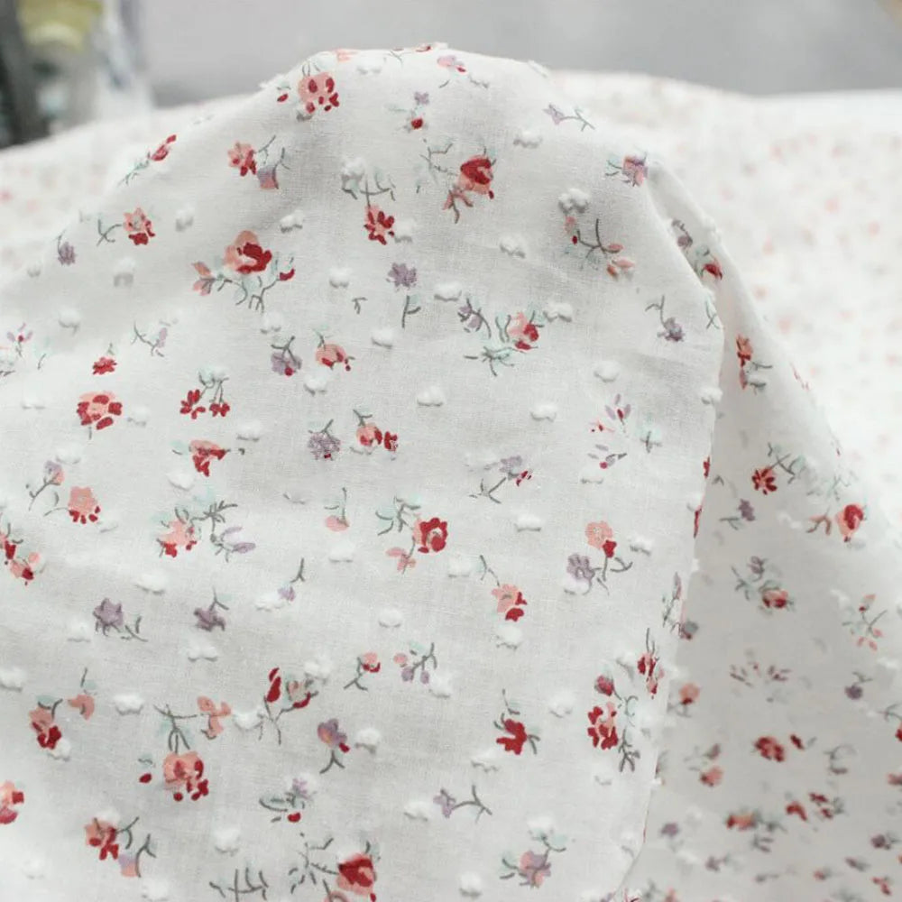 Floral Jacquard Dot 100% Cotton Fabric — 150cm Wide | Spring & Summer