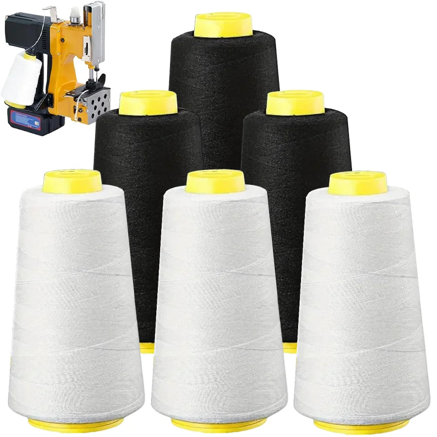 Serger Thread 100% Polyester – 3000 Yards per Roll | Black & White Cones