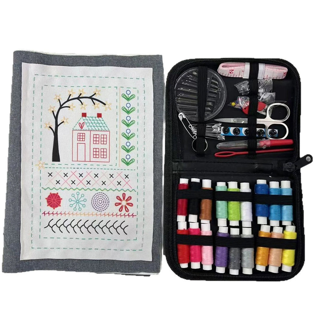 Complete Beginner Embroidery Stitch Book Kit with Full Toolkit & Zippered Case