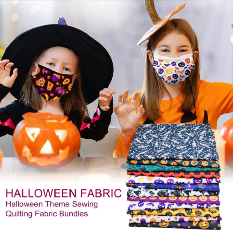 Retazos de Tela Cuadrados Halloween — 6 Cuadrados Precortados de 25×25cm | 100% Poliéster