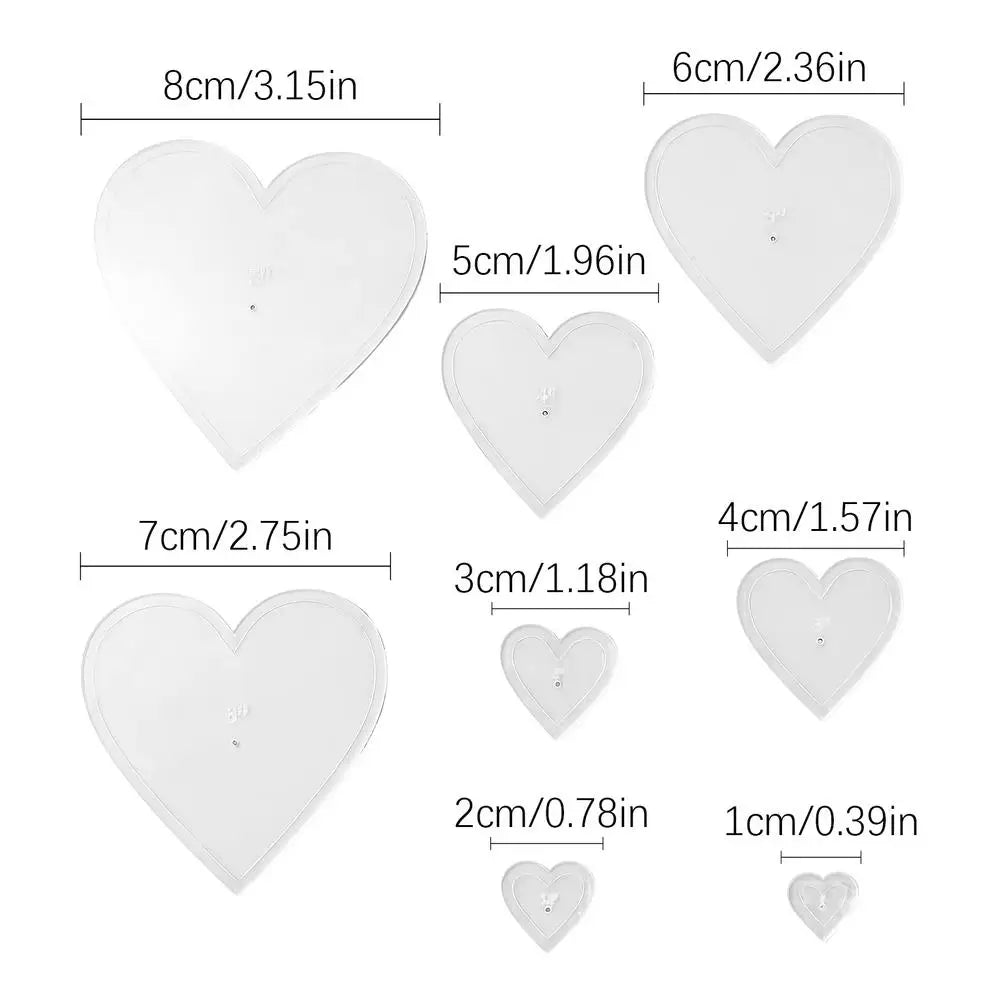 8-Piece Heart Quilting Template Set – Acrylic Fabric Cutting Stencils for Patchwork & Sewing