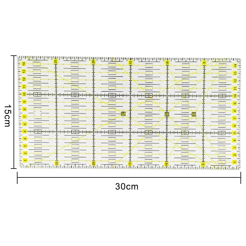 30x15cm Acrylic Patchwork Ruler with Double-Colored Grid Lines