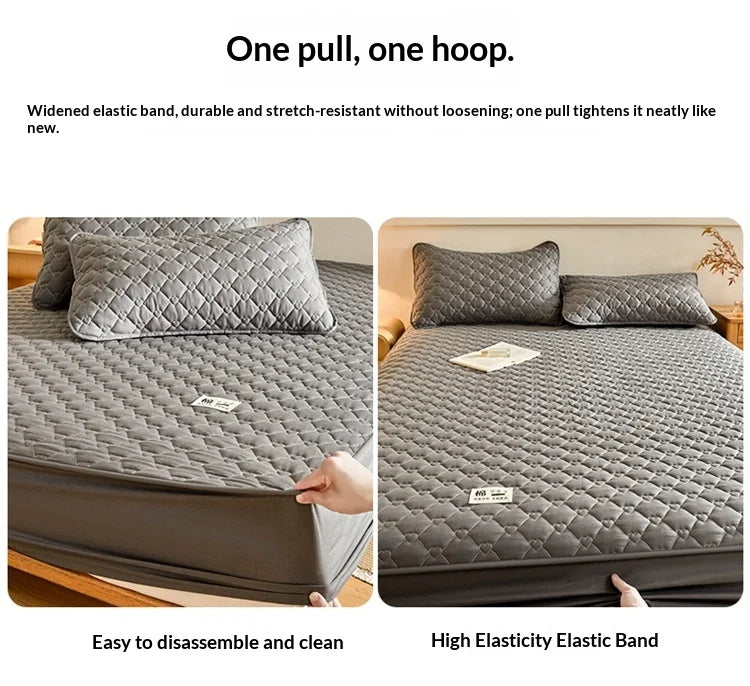 Feng Yu Qing 100% Cotton Quilted Fitted Sheet – 400TC Mattress Protector, Multiple Sizes
