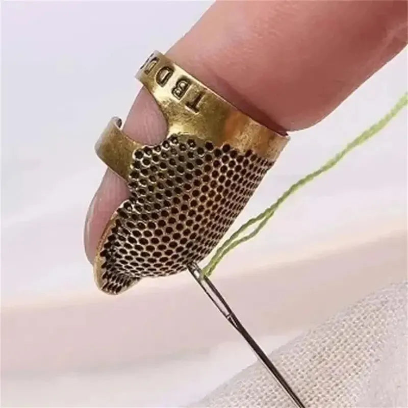 Anillo Dedal Ajustable de Cobre Vintage – Protector Antideslizante para Dedos para Costura y Bordado | Dorado, Bronce, Oro Rosa