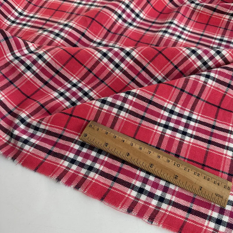 Brushed Plaid 100% Cotton Fabric – 145cm Wide, 250g/m for Shirts, Dresses, Coats & DIY