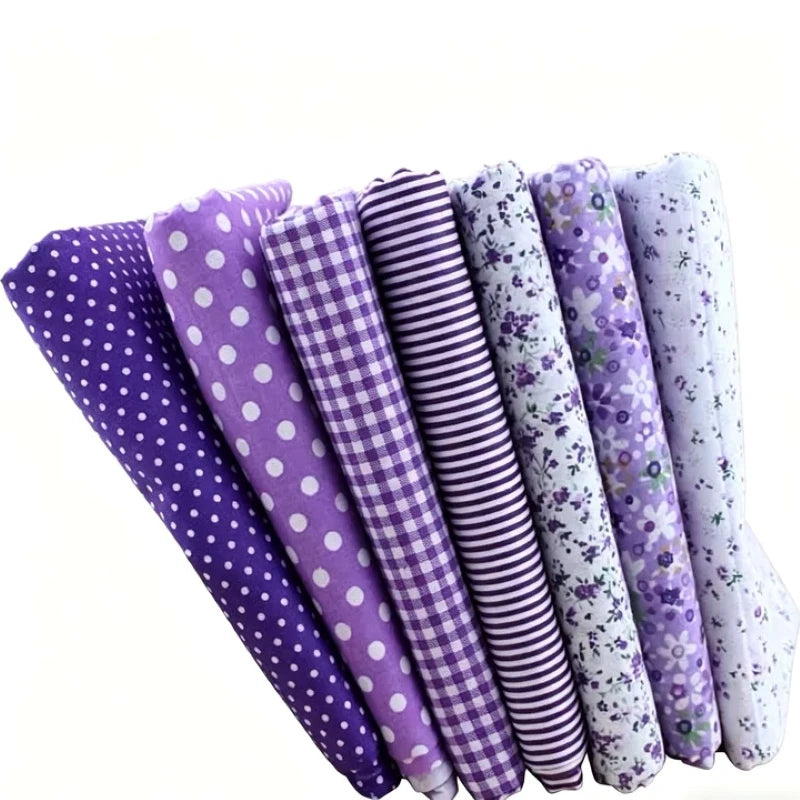 7-Piece Patchwork Cotton Fabric Set – Digital Printed Quilting Squares