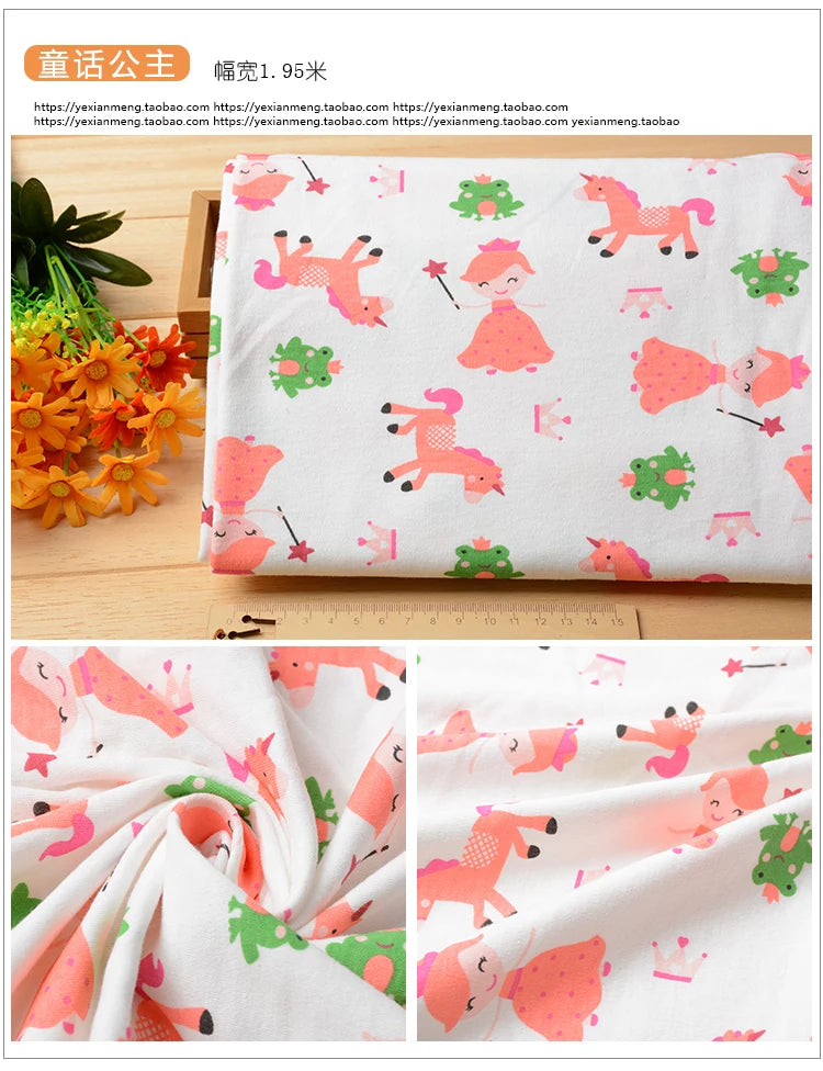 Soft Print 100% Cotton Knit Fabric – 185 g/m² | Baby Clothes, Pajamas & Bedding | 50×90cm