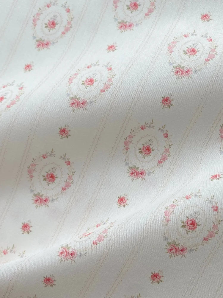 Floral Rose Print Cotton Blend Fabric — 145cm Wide | Shirts, Pajamas & Doll Clothes