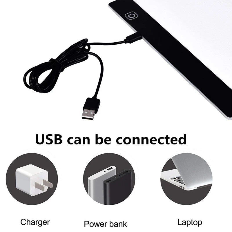 Almohadilla de luz LED para pintura de diamantes y bordado – Caja de luz de calco regulable de 3 niveles | A5, A4, A3
