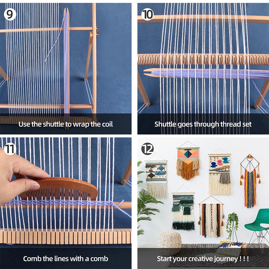 Wood DIY Weaving Loom – Beech Frame Tapestry & Carpet Knitting Tool