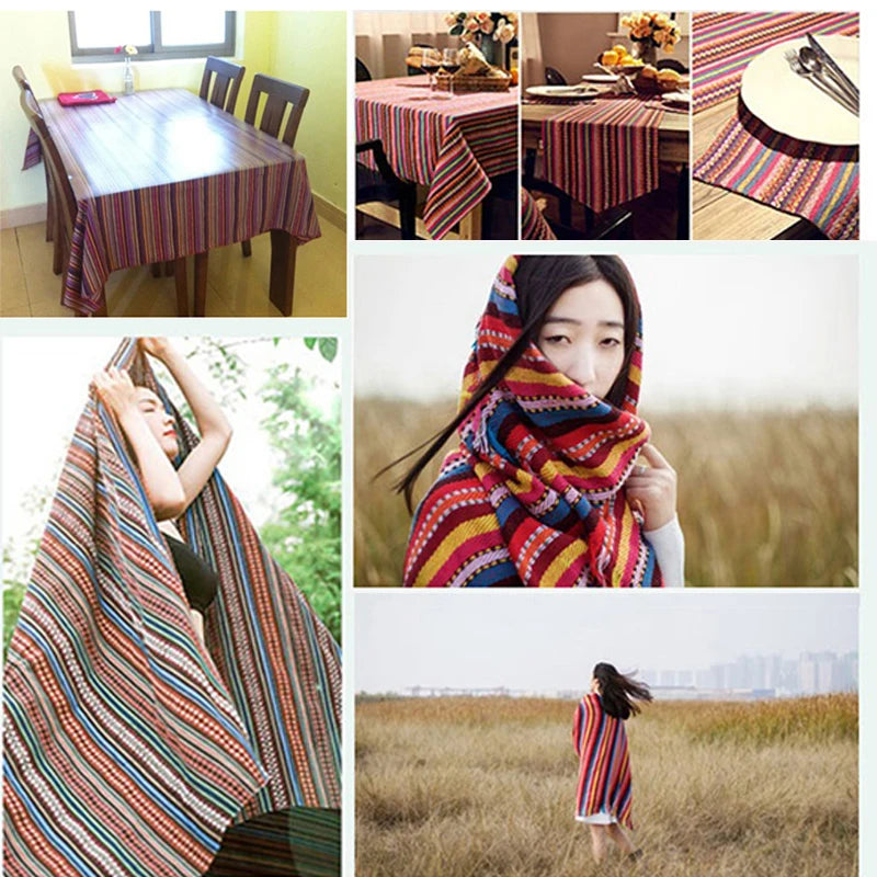 Ethnic Print Linen-Cotton Blend Fabric – Heavyweight, 150 cm Wide