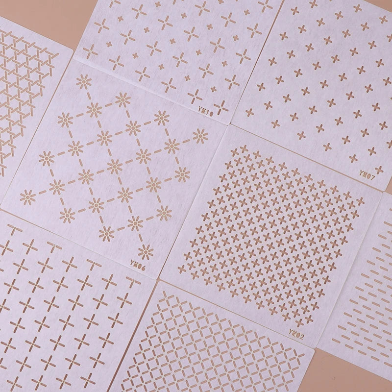 Reusable Quilting Stencils 8-Pack – PET Embroidery Pattern Templates 12cm