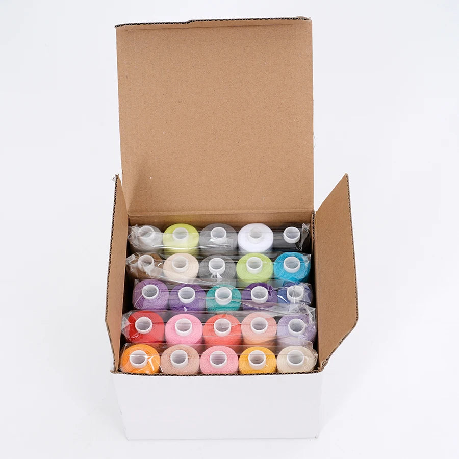 25-Piece Polyester Sewing Thread Set – 400 Yards Per Spool | Bobbins & Thread