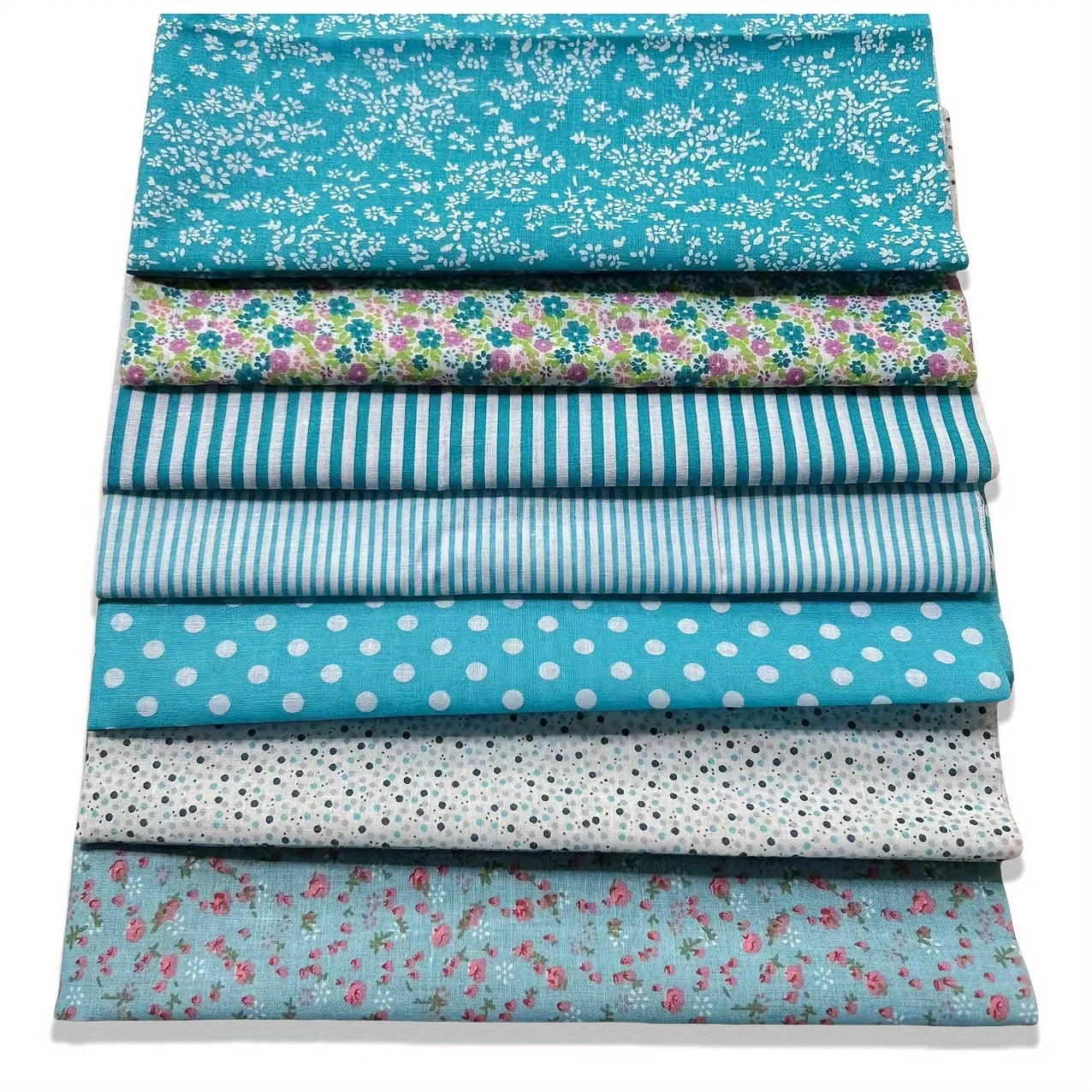 7-Piece Flower Print Cotton Fat Quarter Bundle — 20" x 20"