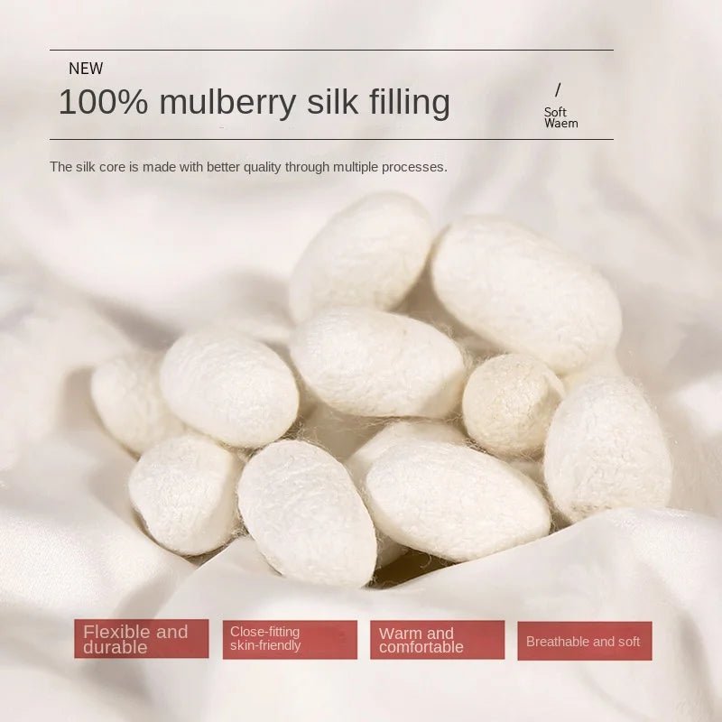 JAGDAMBE Mulberry Silk Quilt – 100% Natural Silk Fill, 300TC Cotton Shell, All-Season Comforter