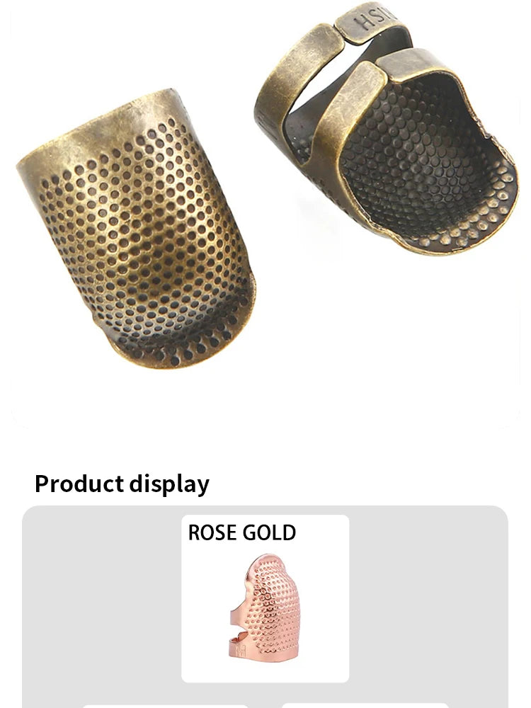 Anillo Dedal Ajustable de Cobre Vintage – Protector Antideslizante para Dedos para Costura y Bordado | Dorado, Bronce, Oro Rosa