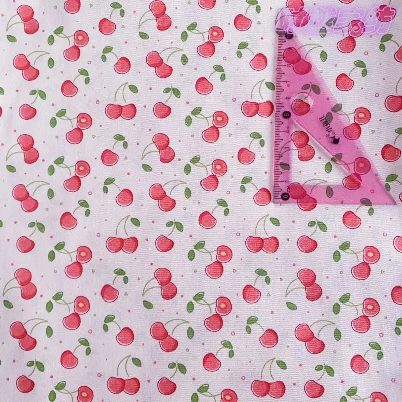 Cartoon Print Pure Cotton Twill Fabric – 50cm x 160cm (19.7" x 63") – Watermelon, Cherry & More