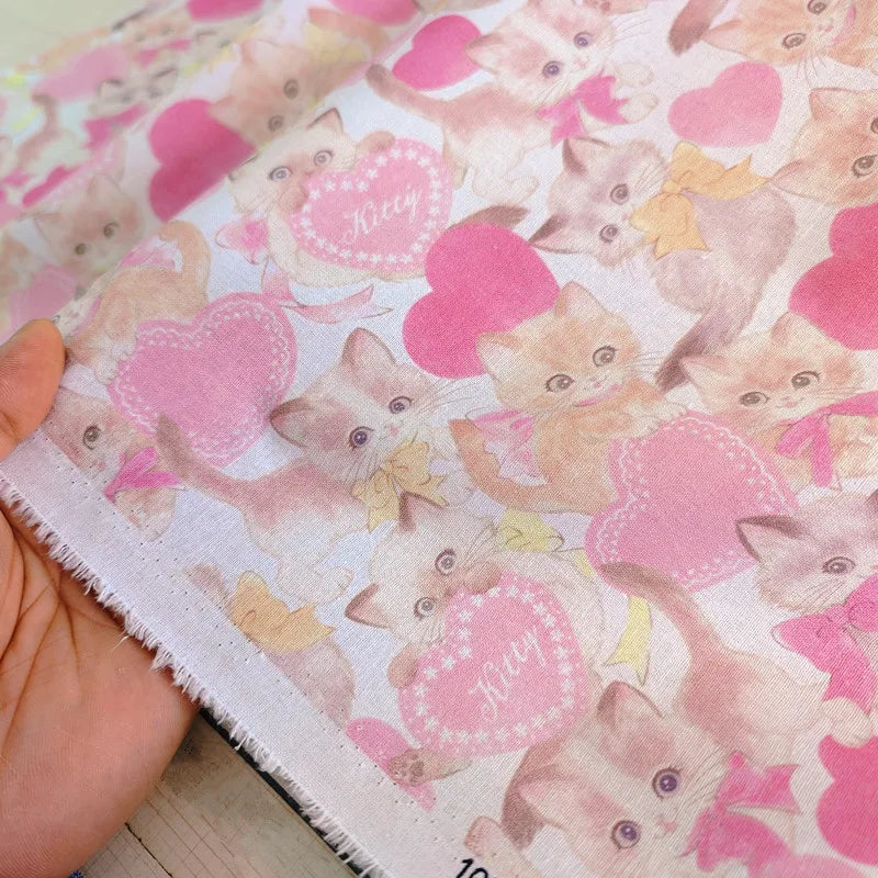 20S Cotton Cute Showa Kawaii Cat Deer Print Fabric DIY Quilting Needlework Material Sewing Dress Kids Clothes Fabrics