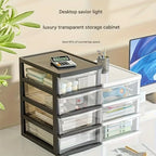 Japanese Style Desktop Storage Box-Transparent Drawer Organizer for Cosmetics,Stationery & Office Supplie,Student Desk Organizer