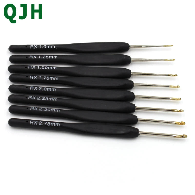 8-Piece Fine Crochet Hook Set – Black Handles