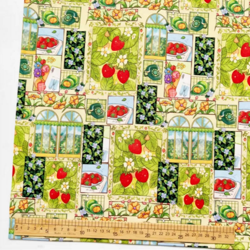 Strawberry & Watermelon Print 100% Cotton Fabric – 110cm Wide | Baby Clothing, Dresses & Handmade