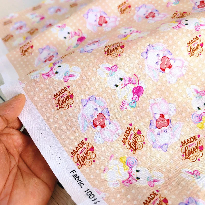 20S Cotton Cute Showa Kawaii Cat Deer Print Fabric DIY Quilting Needlework Material Sewing Dress Kids Clothes Fabrics