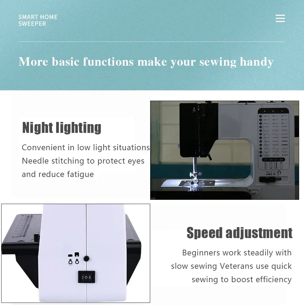 38-Stitch Mini Sewing Machine – Portable, LED Light, Foot Pedal & Bundle Options