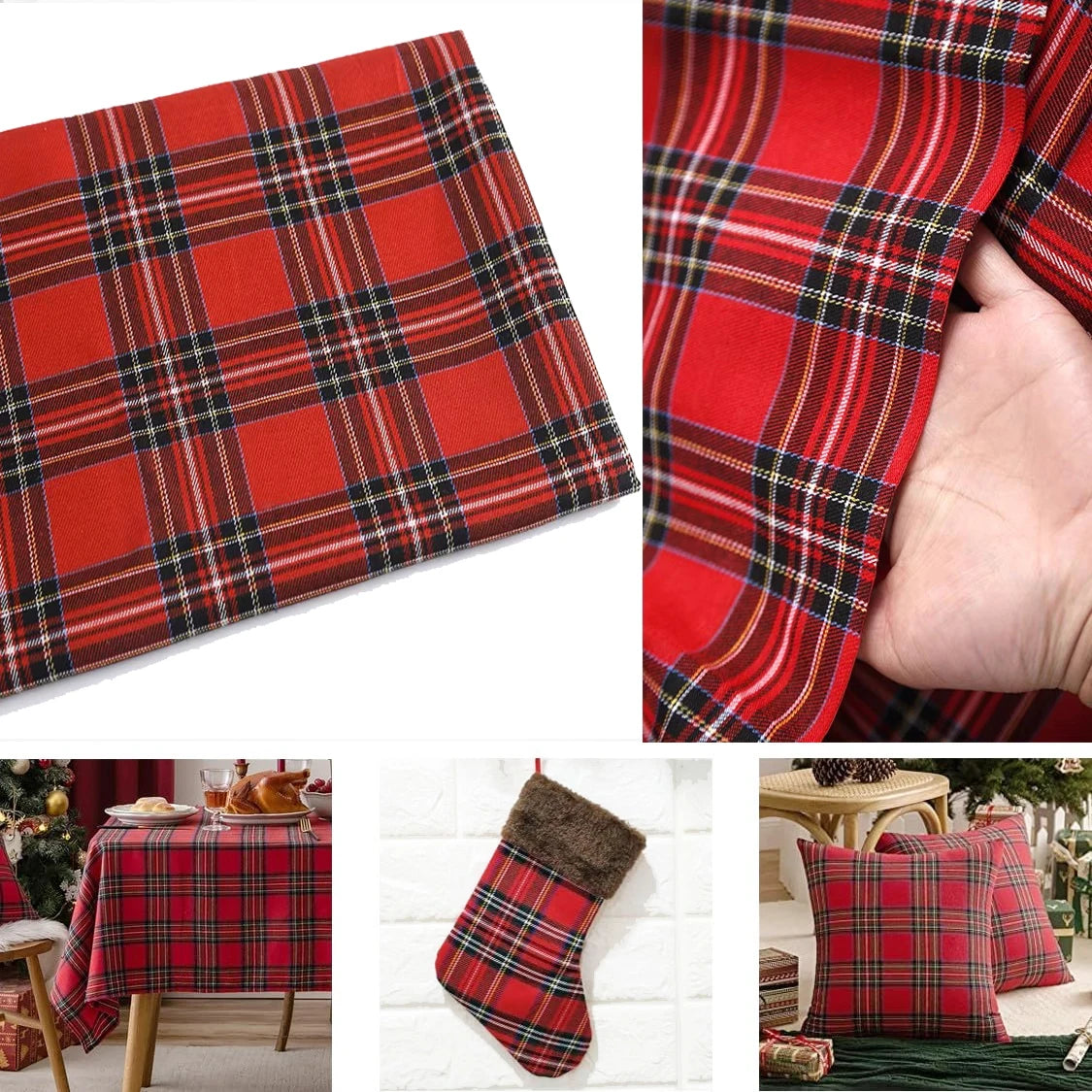 Christmas Plaid Flannel Fabric | 150cm Wide | Holiday Quilting & Sewing