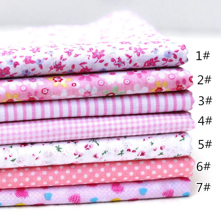 7-Piece Multicolor Cotton Fat Quarter Bundle — 25x25cm (Set C)