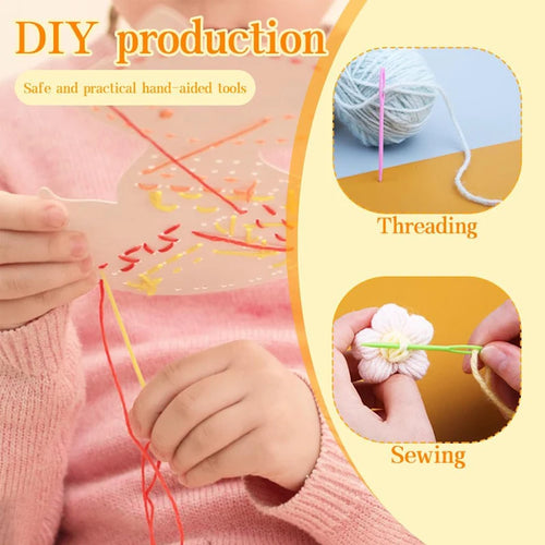 30-Piece Large-Eye Plastic Sewing Needles — Colorful Safety Lacing & Yarn Needles for DIY Crafts
