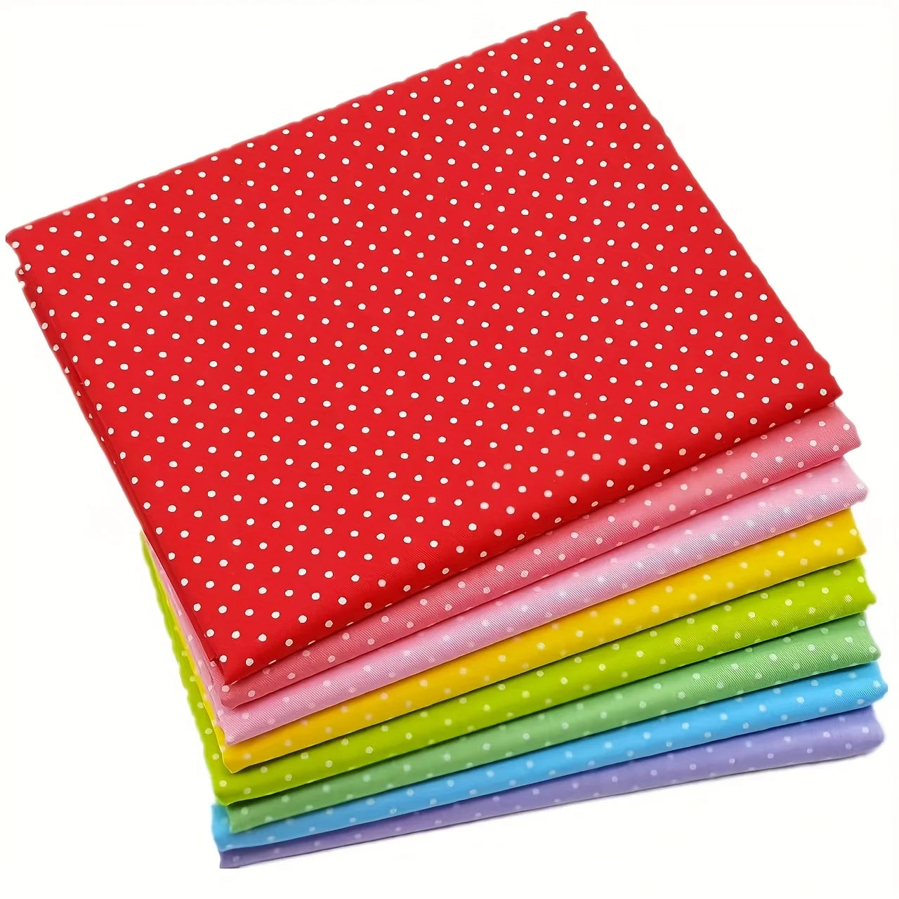 Fat Quarters Plaid & Polka Dot Patchwork Fabric Bundle – 8pcs 100% Cotton