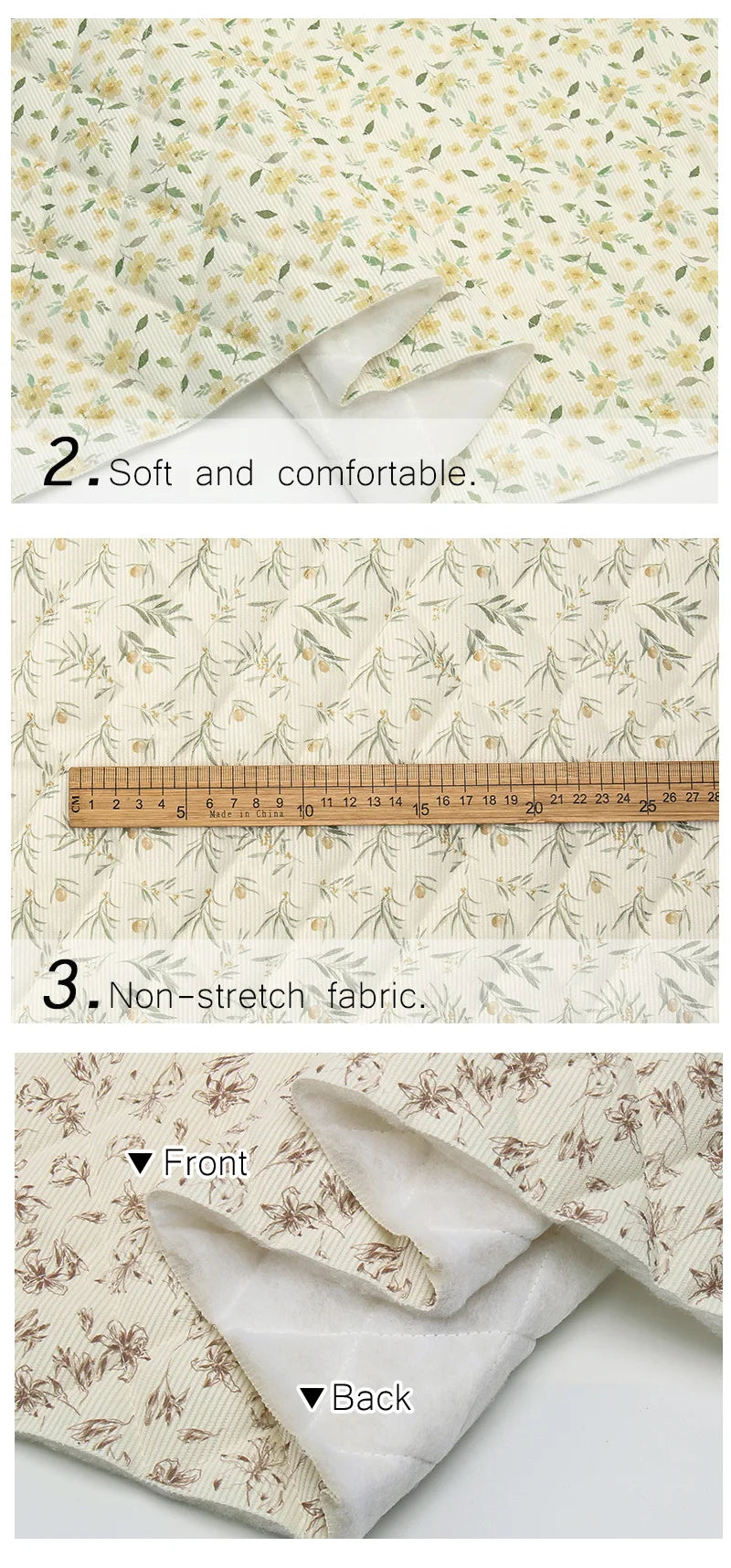 Pre-Quilted Floral Fabric – 59" Wide Polyester-Cotton Blend | Winter Coats, Bags & Home Décor (3 Lengths)