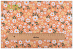 Orange Floral Printed Twill Cotton Fabric – 160cm (63") Wide | Cut to Order
