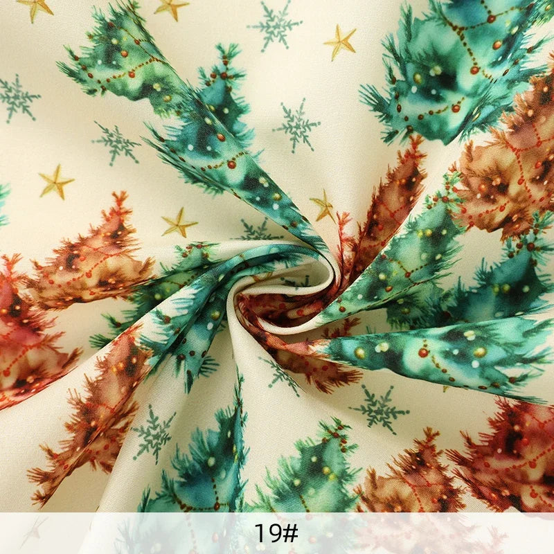 Tela estampada de pan de jengibre navideño y festivo – 100% poliéster, 150 cm de ancho