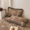 Luxury Ruffled Floral Quilted Pillowcases – 2-Pack, 48x74cm, 400TC Decorative Pillow Shams