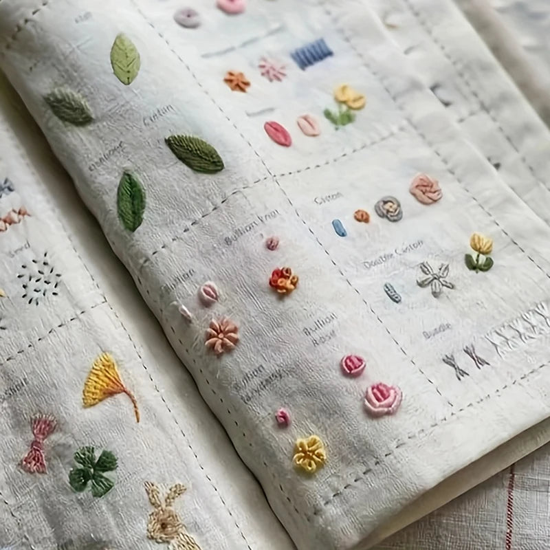 European Leaf Embroidery Stitch Book – Imitation Linen DIY Kit