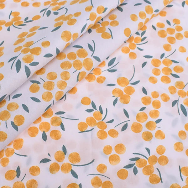 Orange Floral Series Printed Twill Cotton Fabric – 40s Weight
