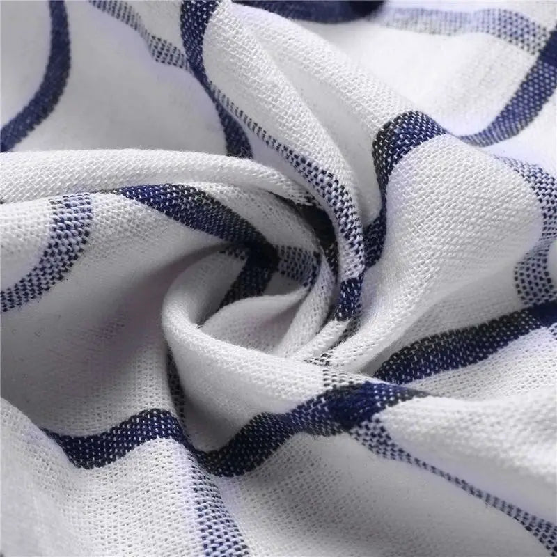 Blue & White Plaid Cotton Kitchen Towel Set | 18 Pieces | 40×60cm | Tea Towels & Napkins